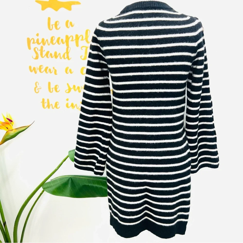 MADEWELL Wool Black White Stripe Side Slit Sweater Long Sleeve Size Small - Picture 11 of 12